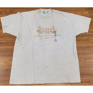 Vintage Centennial Olympic Games 1996 Atlanta T-Shirt Tan Size Large Hanes Tag